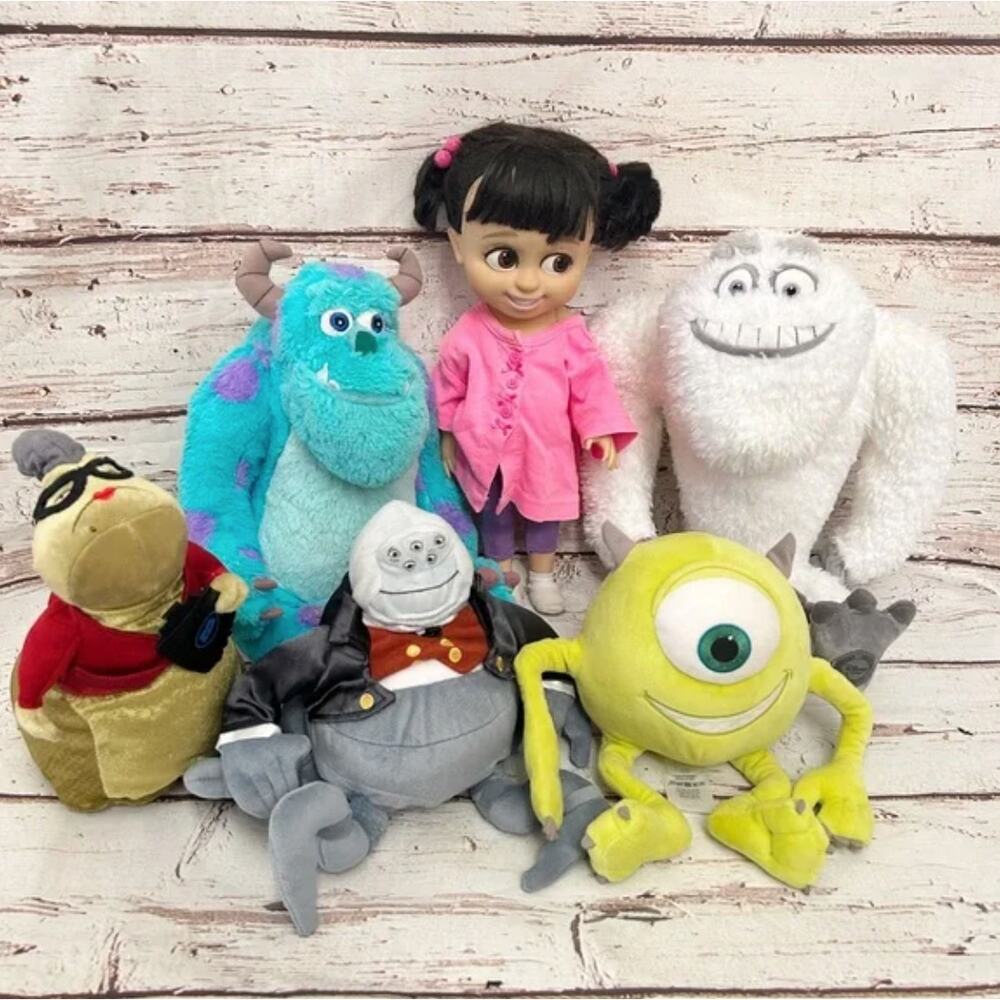 DISNEY PIXAR Monsters Inc Plush Bundle Lot 6 Sully Boo Roz Waternoose Yeti Mike